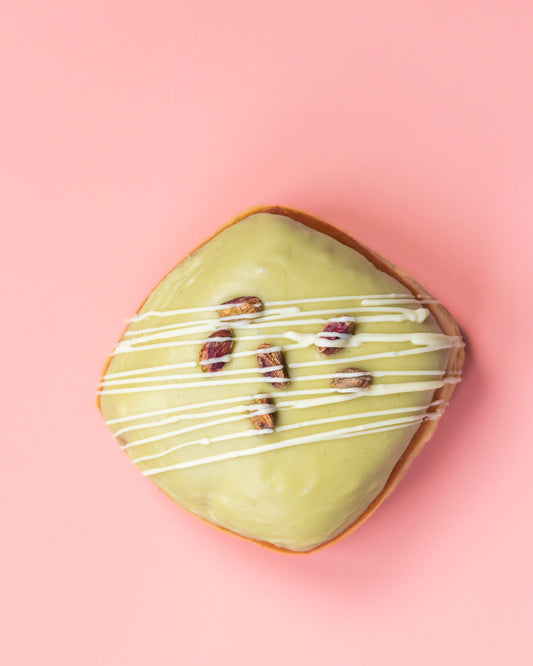 Vegan pistachio and white chocolate square