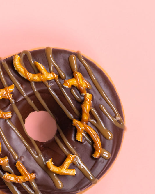 Vegan chocolate, salted pretzel and caramel